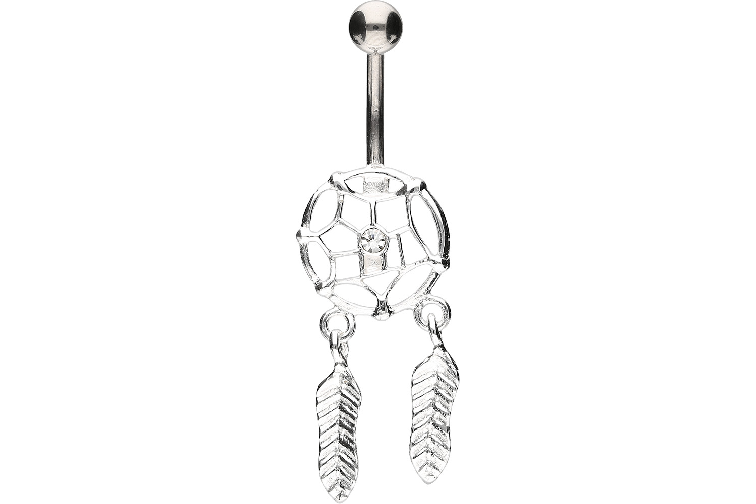 Titan Bananabell Piercing mit 925er Silber-Design TRAUMFÄNGER + ZWEI FEDERN ++SALE++